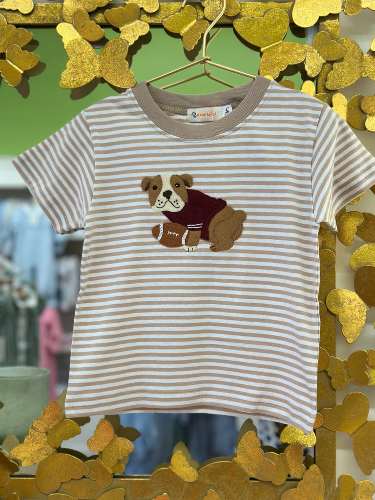 Bulldog Football Striped T-Shirt
