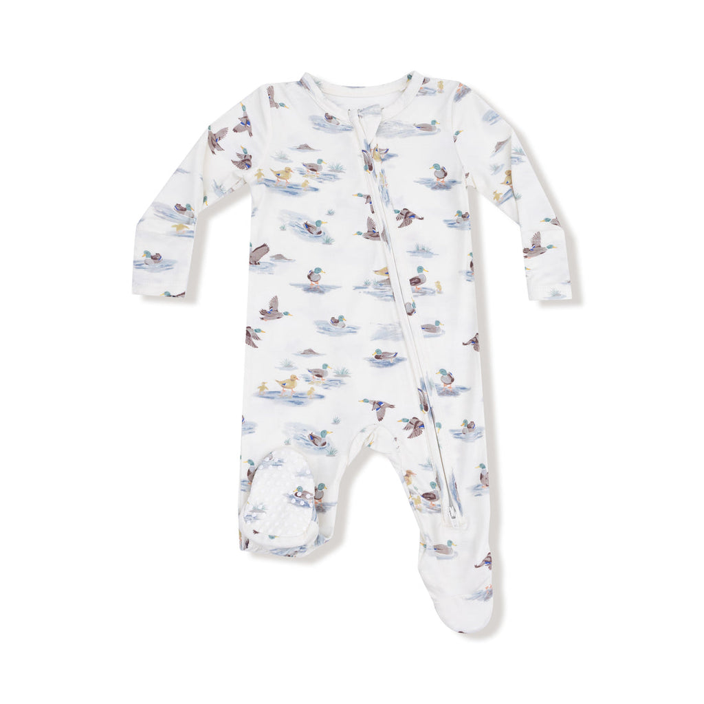 2 Way Zipper Footie - Migrating Mallards