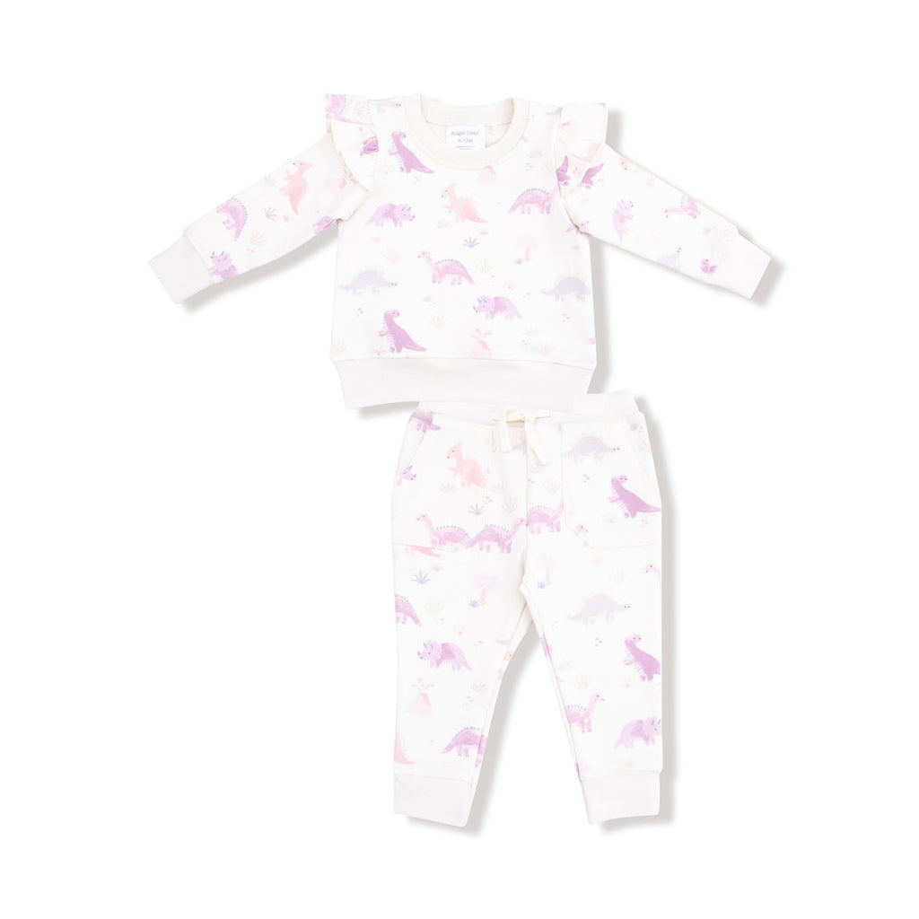 Ruffle Sweatshirt and Jogger Pant - Soft Dinos Purple