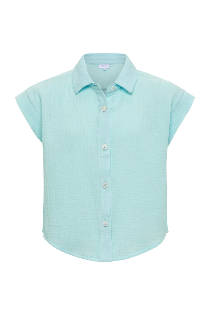 Courtney Top - Aqua Gauze