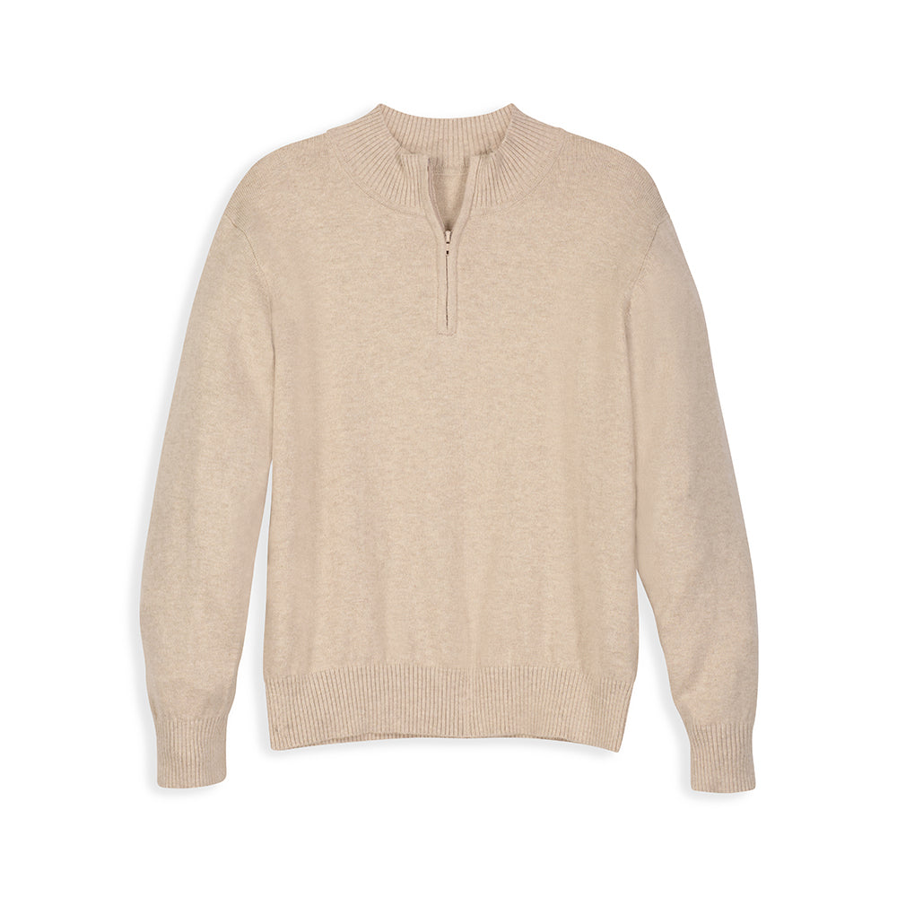 Cashmere Blend Half Zip Pullover - Vellum