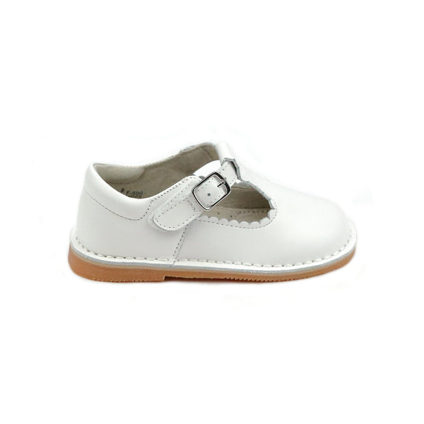 Selina Scalloped T-Strap Mary Jane, white