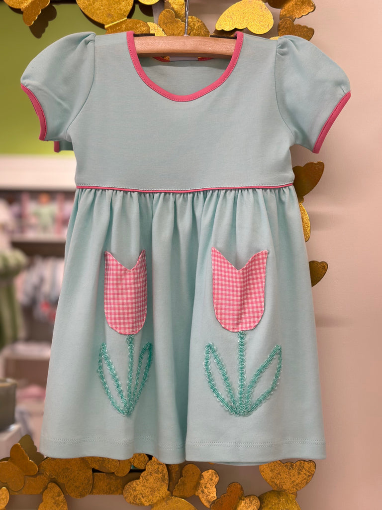 Teal Tulip Pocket Dress