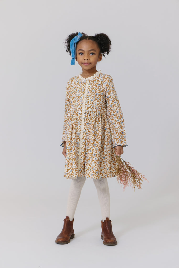 Autumn Dress - Gold Climbing Floral