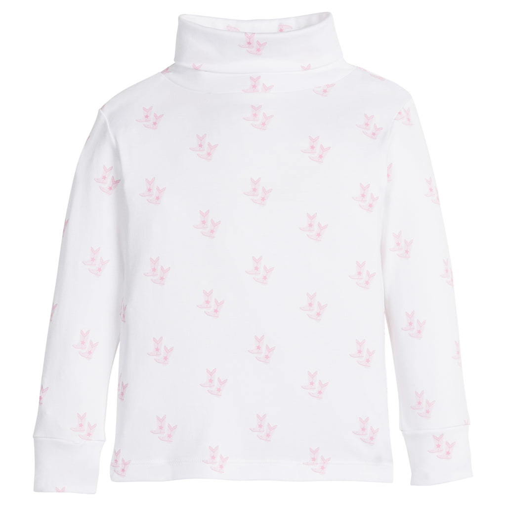 Printed Turtleneck - Pink Cowboy Boots
