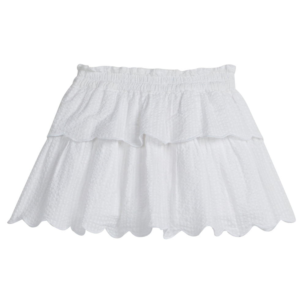 Tiered Skort - White Seersucker