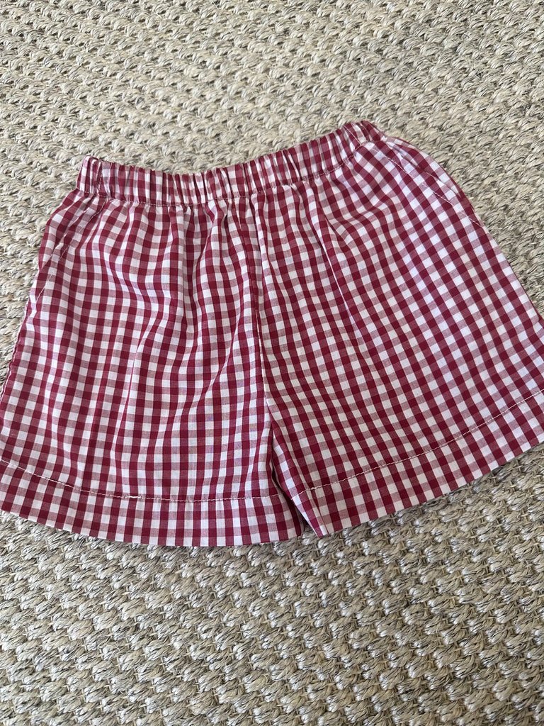 Maroon Gingham Shorts