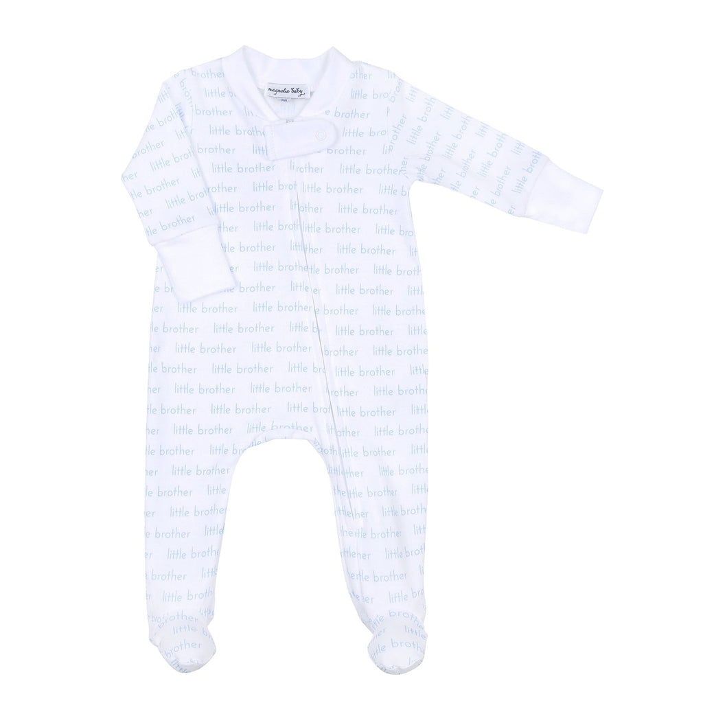 'Little Brother' Printed Zipper Footie