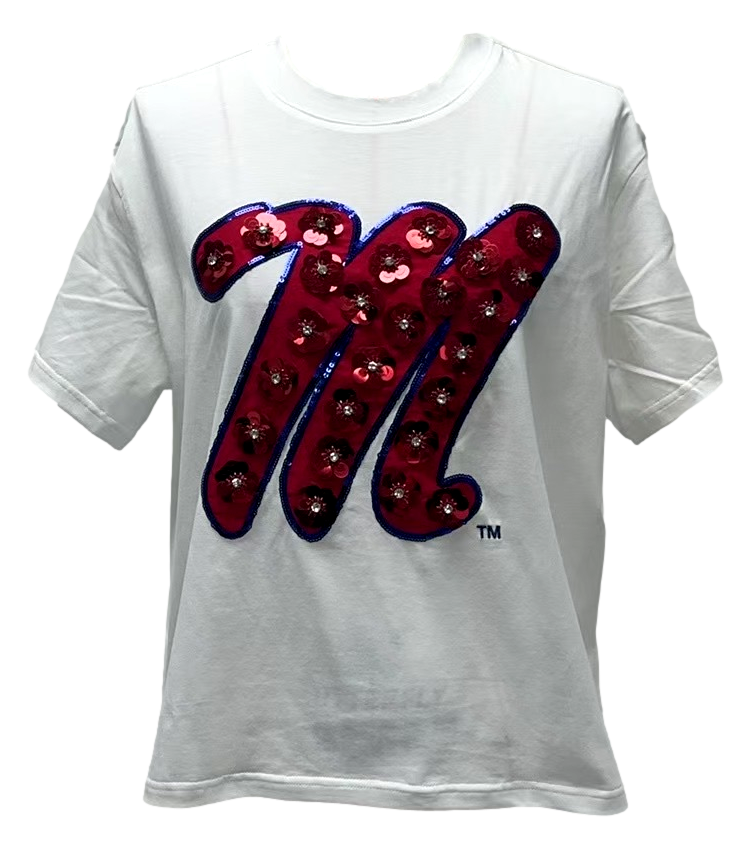 Ole Miss Sequin Flower Tee