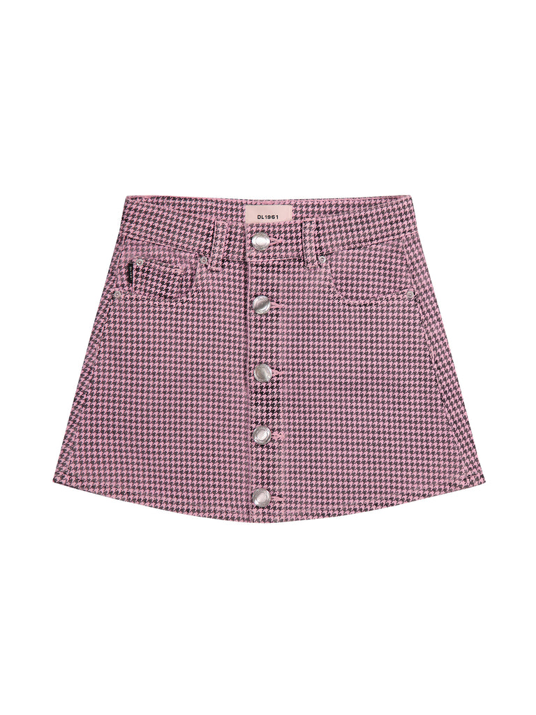 Jenny Mini Skirt - Pink Houndstooth
