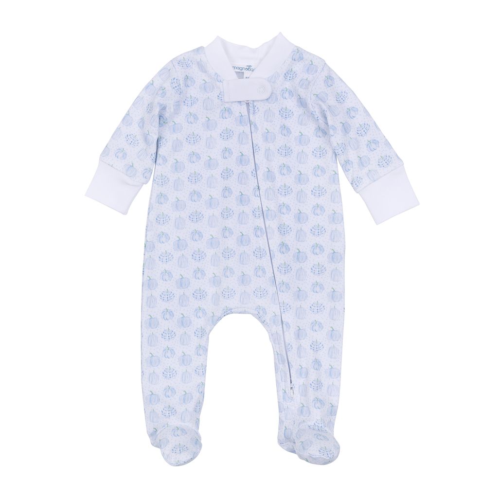 Precious Pumpkins Zipper Footie, blue