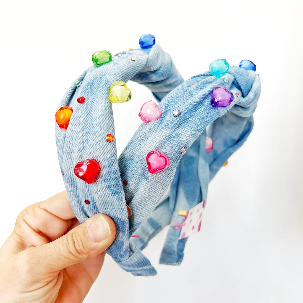 Denim 3D Heart Headband