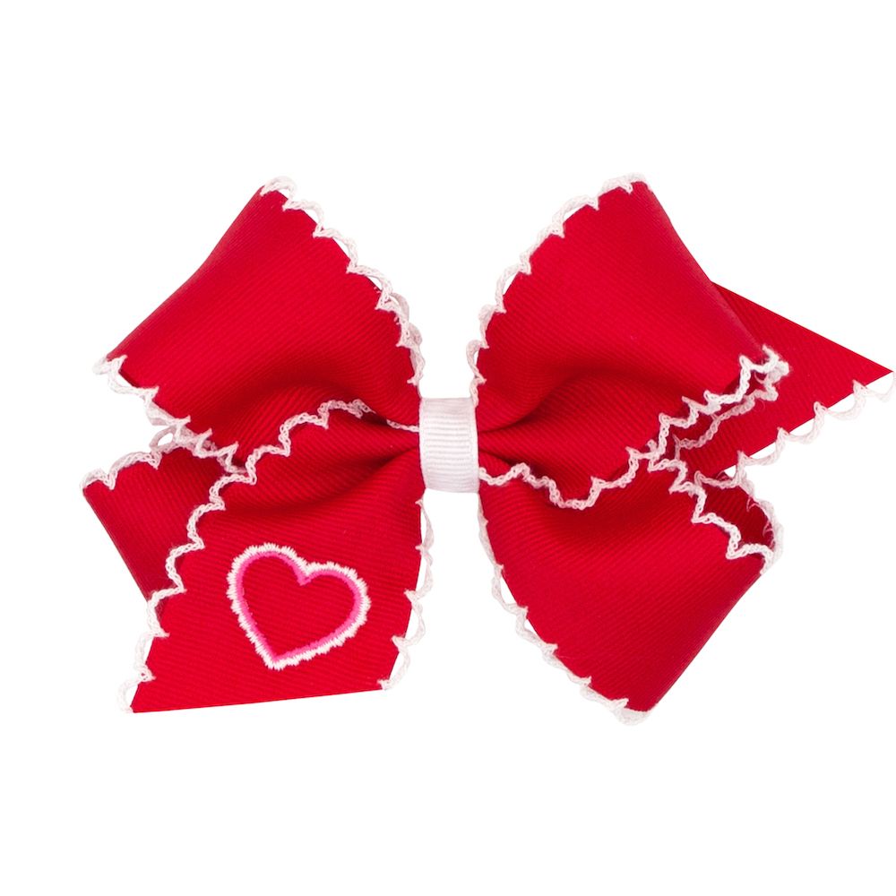Medium Moonstitch Embroidered Bow - Heart