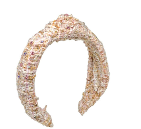 Ivory Tweed Knot Headband