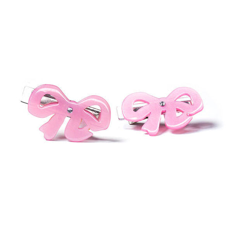 Bows Fany Double Satin Pink Hair Clips