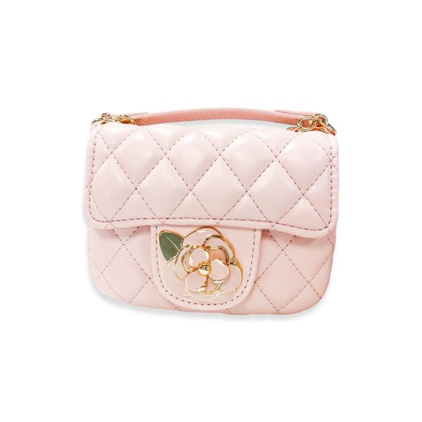 Floral Decor Quilted Purse - Pink
