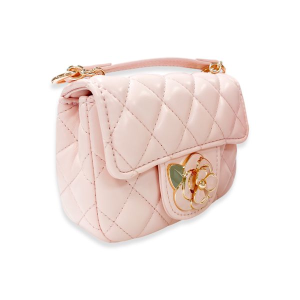 Floral Decor Quilted Purse - Pink