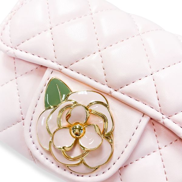 Floral Decor Quilted Purse - Pink