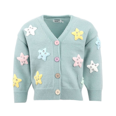 Rainbow Plush Stars Cardigan