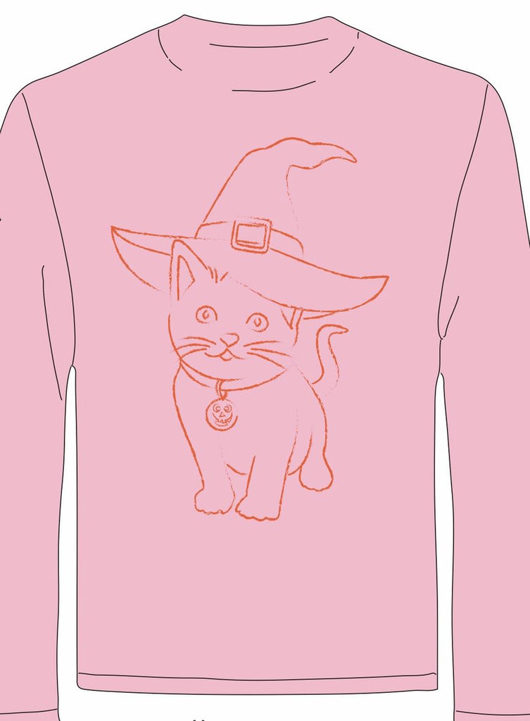 LS Pink Halloween Cat T-Shirt