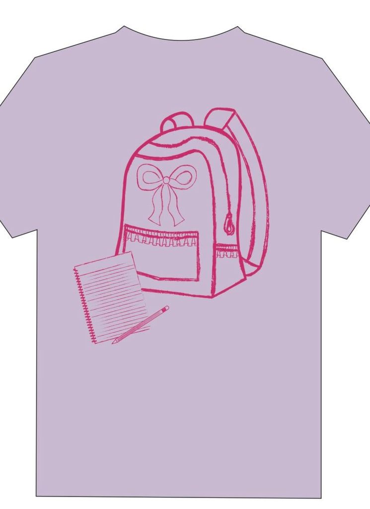 Light Purple Bow with Backpack SS T-Shirt