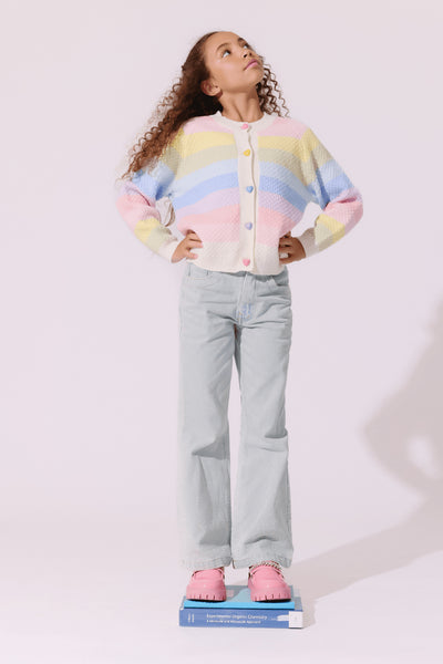 Pastel Rainbow Knit Cardigan
