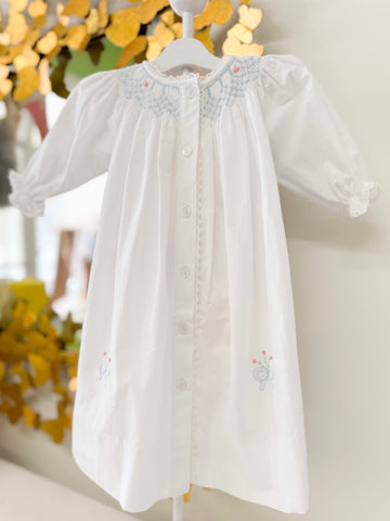 Smocked Heirloom Gown - Blue Bell