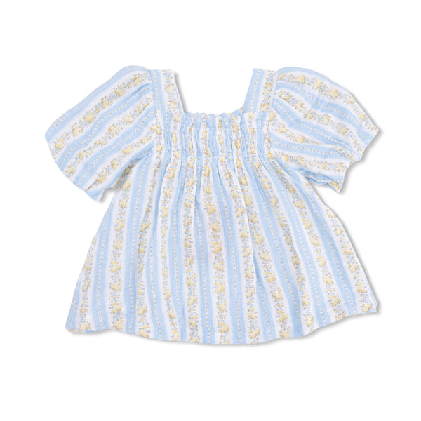 Puff Sleeve Dress with Bloomer - Odalys Floral Stripe