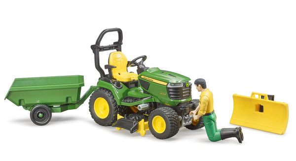 John Deere Lawn Tractor with Trailer and Gardener