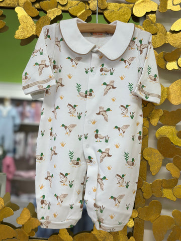 LS Snap Front Romper - Printed Mallard