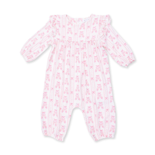 Ruffle Sleeve Snap Romper - Ballet Shoes