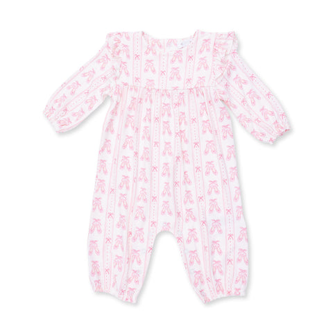 Ruffle Sleeve Snap Romper - Ballet Shoes