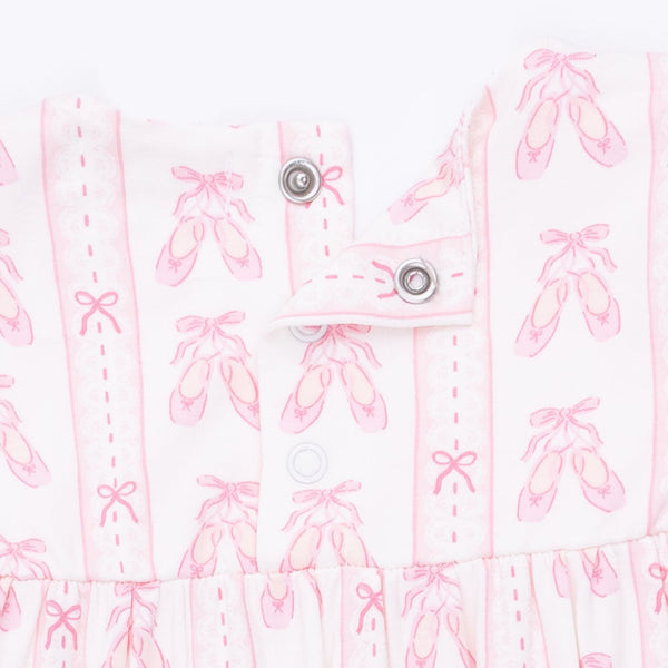 Ruffle Sleeve Snap Romper - Ballet Shoes