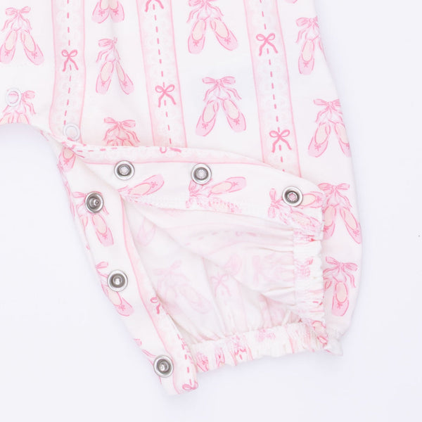 Ruffle Sleeve Snap Romper - Ballet Shoes