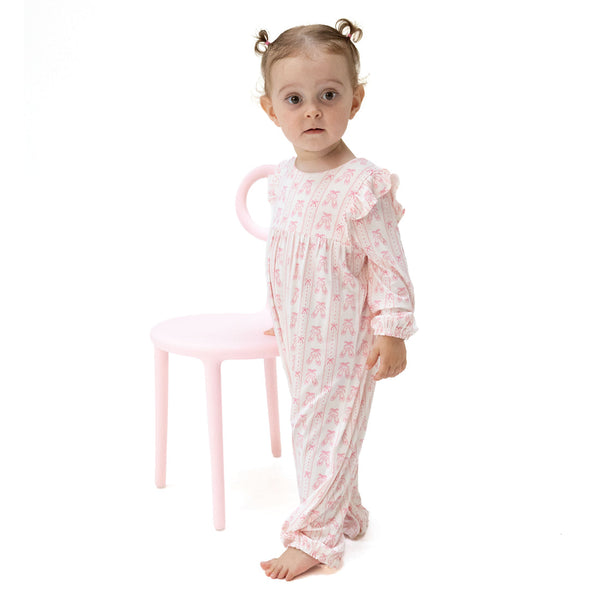 Ruffle Sleeve Snap Romper - Ballet Shoes