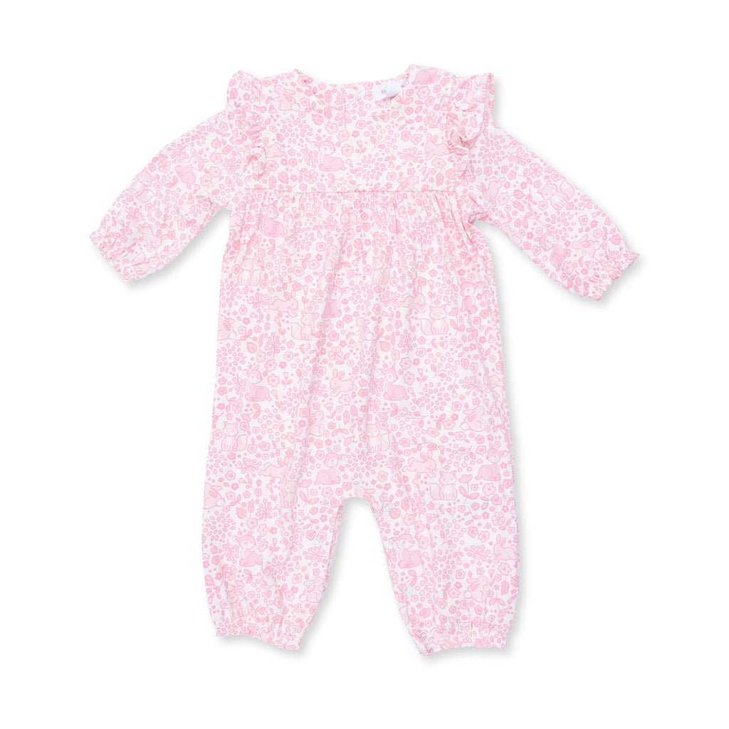 Ruffle Sleeve Snap Romper - Baby Woodland