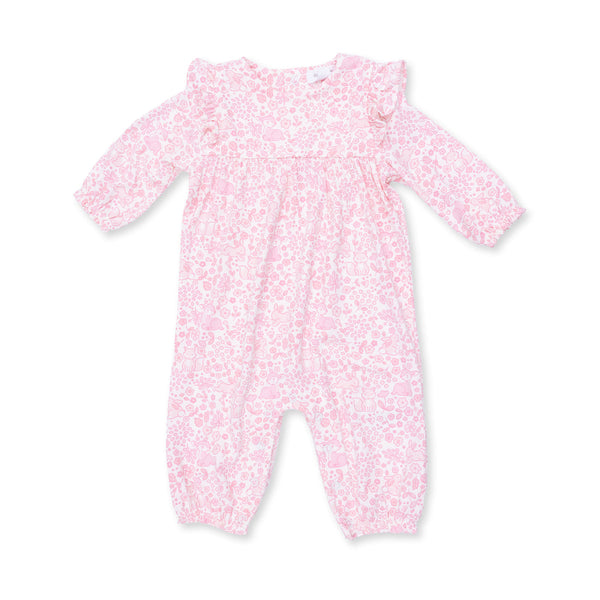 Ruffle Sleeve Snap Romper - Baby Woodland