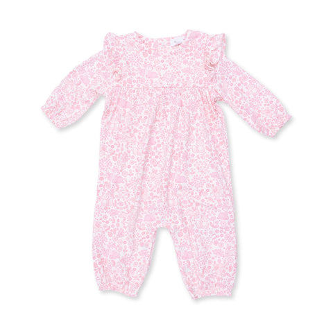 Ruffle Sleeve Snap Romper - Baby Woodland