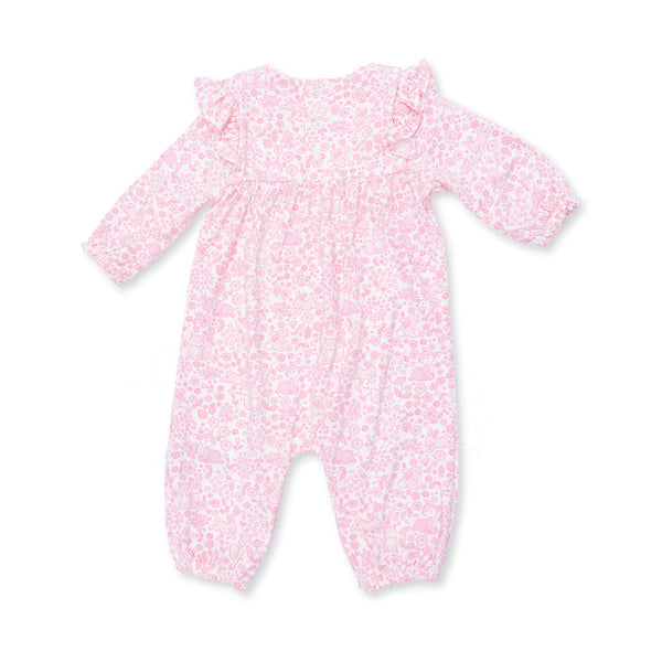 Ruffle Sleeve Snap Romper - Baby Woodland