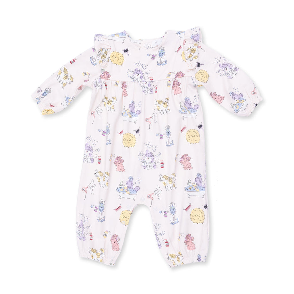 Ruffle Sleeve Snap Romper - Spa Dogs