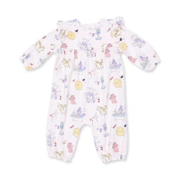 Ruffle Sleeve Snap Romper - Spa Dogs