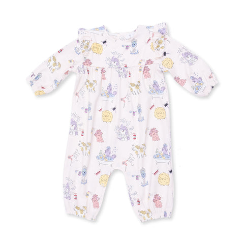 Ruffle Sleeve Snap Romper - Spa Dogs