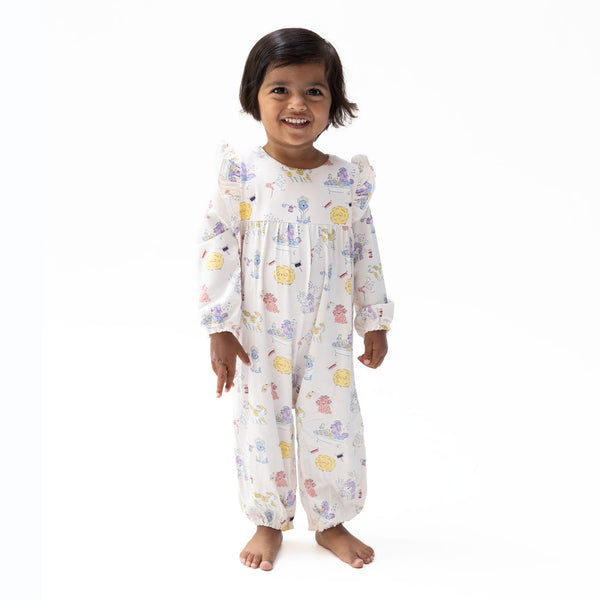 Ruffle Sleeve Snap Romper - Spa Dogs