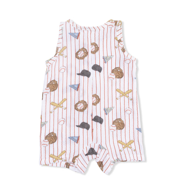 Sleeveless Shortie Romper - Vintage Baseball Stripe