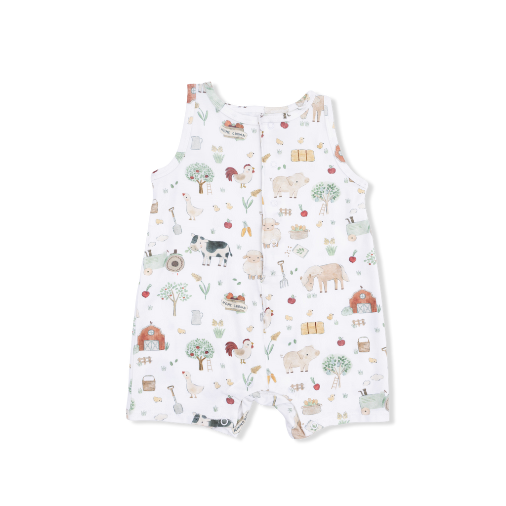 Sleeveless Shortie Romper - Cute Farm Animals