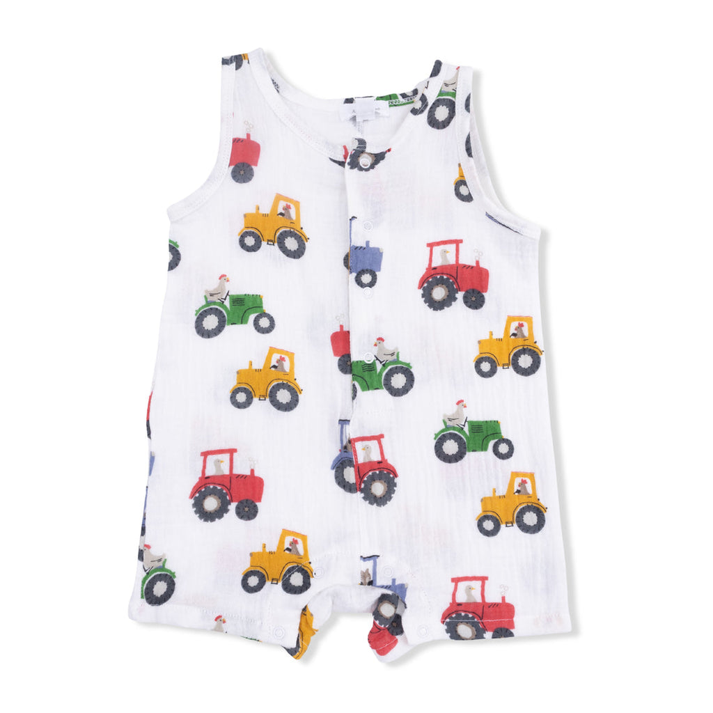 Sleeveless Shortie Romper - Tractor Friends