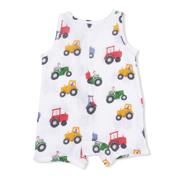 Sleeveless Shortie Romper - Tractor Friends