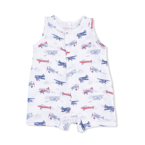 Sleeveless Shortie Romper - Vintage Planes