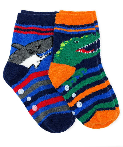 Dinosaur and Shark Fuzzy Slipper Sock Set