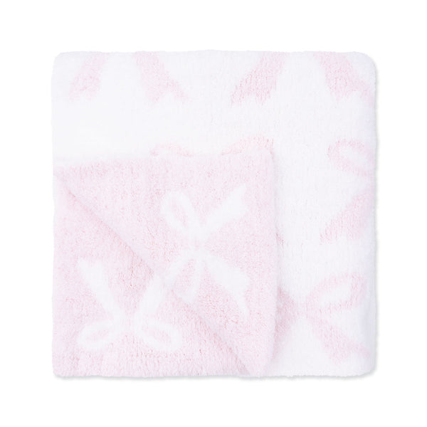Chenille - Baby Pink Bow Blanket
